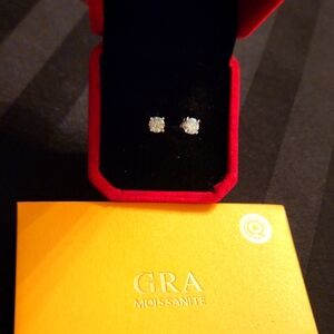 .5 Carat Light Blue Moissanite Stud Earrings